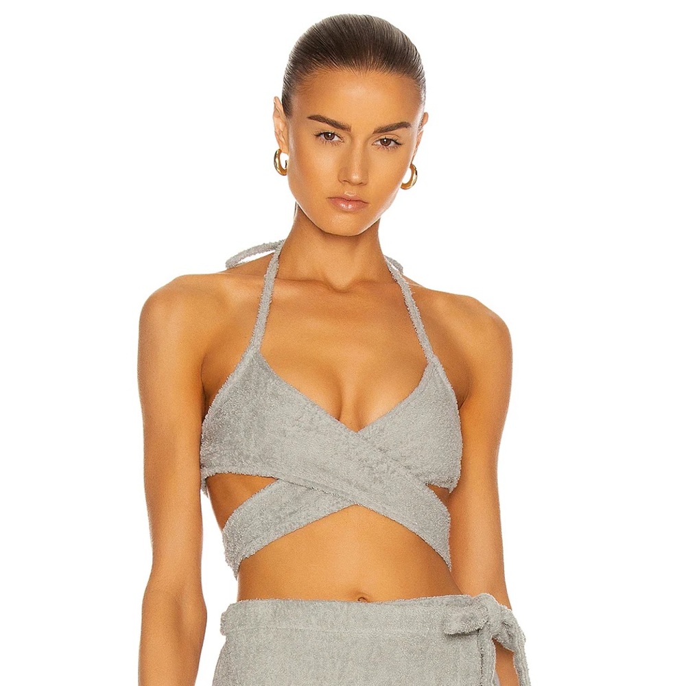Atoir The Ora Crop Top | Flint Grey | Terry Cloth Wrap | Medium 10